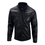 Chamarra Chaqueta  Vinipiel Biker Slim Fit Con Gorro Hombre