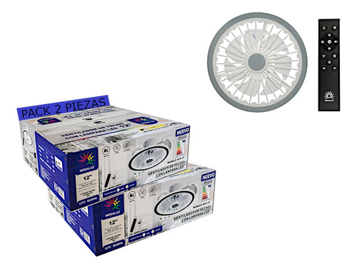 Ventilador Techo Con Lampara Varios Tonos De Luz Control 2pz