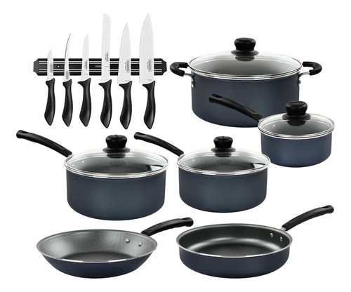 Batería De Cocina Primaware Tramontina Gris + Set Cuchillos