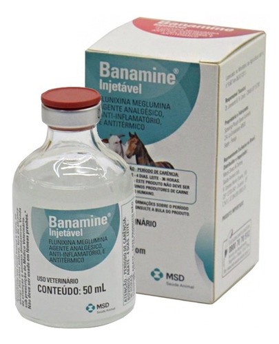 Banamine Inj Inflamação E Dores Equinos / Bovinos - 50ml Msd