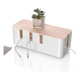 Caja Organizadora Oculta Guarda Cables Zapatillas Color Blanco - Madera