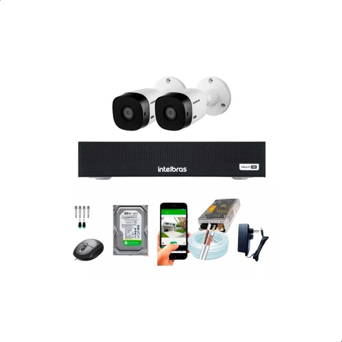 Kit 2 Câmeras Intelbras Dvr Mhdx 1204 Com Hd Completo Cftv