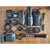 Câmera Canon Eos 60d Com 3 Lentes + Kit Completo