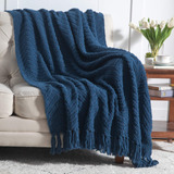Manta Decorativa Azul Marino Para Sofa Y Cama Suave Y Calida