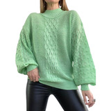 Sweater Tramado Manga Globo Modelo Oversize Amplio