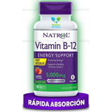 Vitamina B12  Natrol 5000mcg Sublingual/100 Unidades Sabor Frutilla