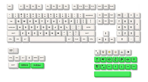 Teclas Avocado Keycaps Xda Profile, En Inglés, Pbt 135, Colo