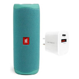 Jbl Flip 5 (verde Azulado) + Paquete Con Cargador De Pared B