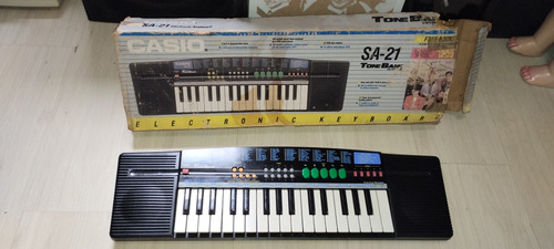 Teclado Antigo Anos 80 Casio Tone Bank Sa-21 Impecável Caixa