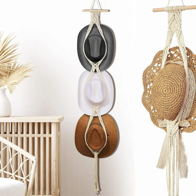 Organizador De Sombrero Vaquero Gorras De Estilo Boho Pared Crema