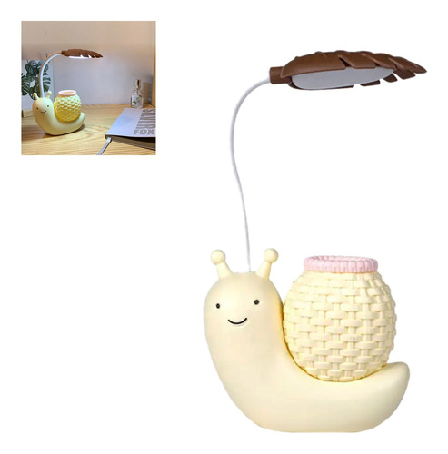 Lampara De Escritorio Infantil Caracol Posa Lapiz Kawaii Usb