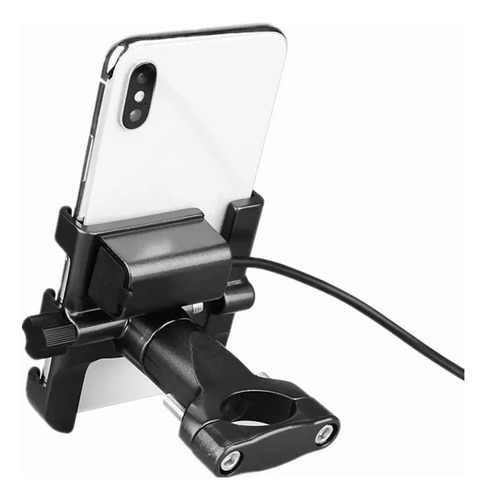 Moto Telefono Soporte Porta Celular, Cargador Usb, Negro