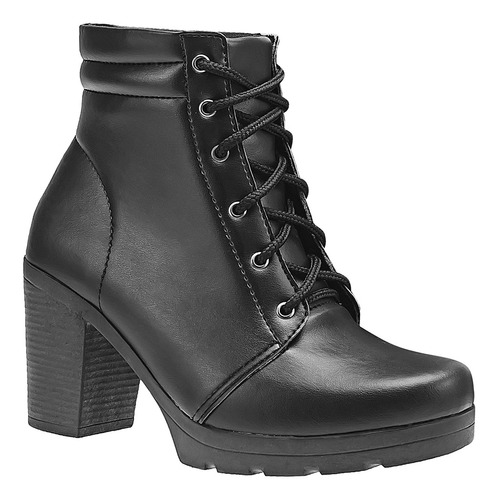 Bota Coturno Salto Grosso Moda Feminino Tratorado Blogueira