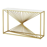 Mesa Consola Pasillo, Top Mármol Blanco, Decoración Moderna 