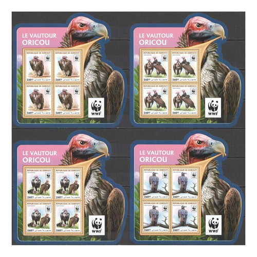 2016 Wwf Fauna- Aves Presa Buitres- Djibouti (4 Bloques)mint