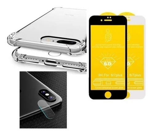 Kit Capa Para iPhone 8  7/se 2020 + Pel 3d Vidro + P Camera