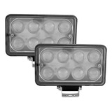 2 Faros Rectangulares 8 Leds Luz Blanca Ámbar 24w Tunelight