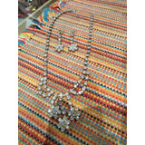 Liquido!! Conjunto Collar  Y Aros Strass Con Det De Faltante