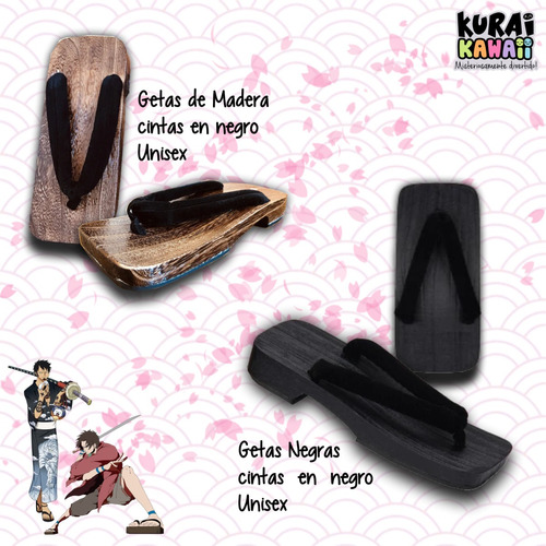 Getas Madera Y Negro Unisex Cosplay Japón - Kurai Kawaii -