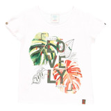 Playera Blanca Boboli Niña Flores Lovely Algodón Fiesta