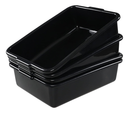 Paquete De 4 Cubetas Cocina Plástico Negras 13l, Cajas Comer