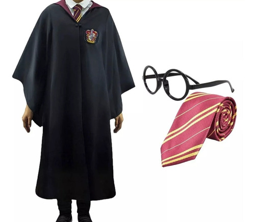 Disfraz Harry Potter Capa Lentes Y Corbata Griffindor Tunica