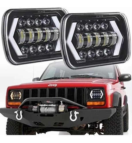 Par 5x7 H4 55w Led Faro Hi-lo Haz Drl Lámpara Para Jeep