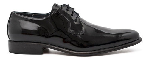 Zapato Vestir Derby Charol Cuero Negro Hombre Liso 101218 6