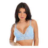 Kit 6 Sutiã Cropped Renda Sem Bojo Alça Regulável Sexy Top