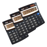 Kit 3 Calculadora Mesa Escritório Escolar Display 12 Dígitos