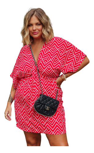 Vestido Vermelho Plus Size Confortável Moderno Leve