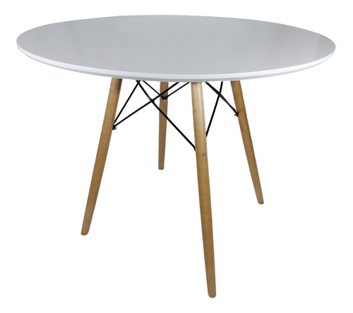  Mesa Mdf 80cm Redondo Eiffel Charles Eames Pé Palito Jantar