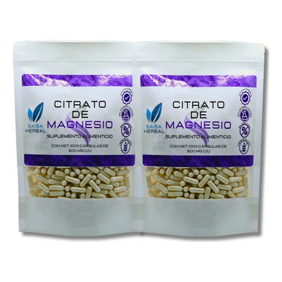 Citrato De Magnesio 2000 Cápsulas De 500 Mg C\u002Fu Saisa Herbal Sin Sabor | Meses sin interés