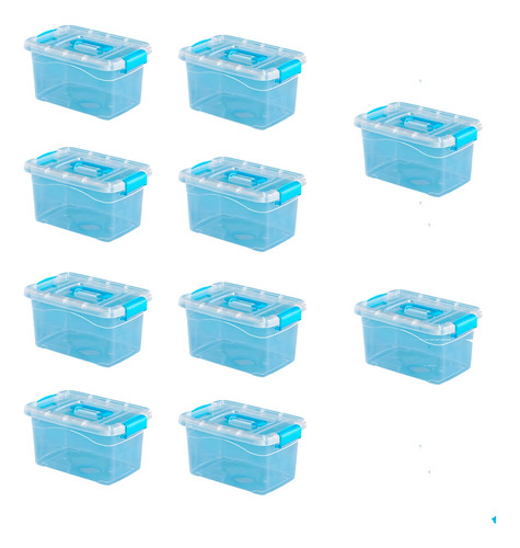 Pack De 10 Caja De Almacenamiento De Plástico - 20x15x10 Cm