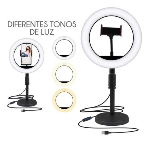 Aro De Luz Led Profesional 20 Cm Soporte Celular Foto Video