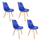 Pack 4 Silla Eames Acolchada Dsw Azul / Comedor Escritorio