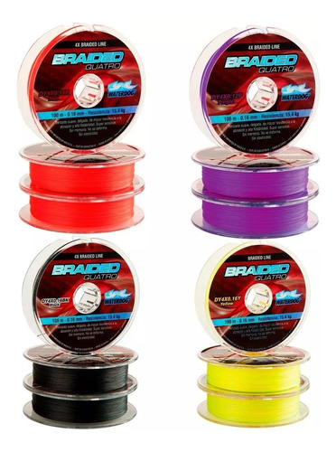 Multifilamento Pesca Waterdog Todas Las Medidas X 100 Metros 4 Hebras Original Super Resistente