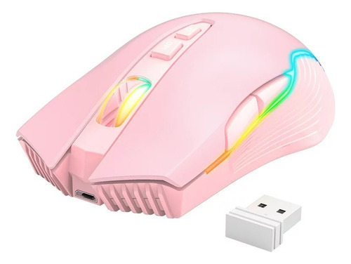 Mouse Gamer G10 Rosa Inalambrico 6 Botones Silenciosos