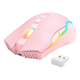 Mouse Gamer G10 Rosa Inalambrico 6 Botones Silenciosos