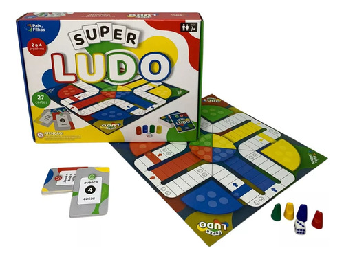 Jogo Clássico De Tabuleiro Super Ludo Diversão Com 27 Cart