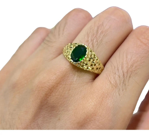 Anillo Diseño Panal Red En Lateral Para Caballero, Oro 10k.