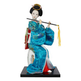 Muñecas De Kimono Con Estatuilla Japonesa De Geisha De Azul