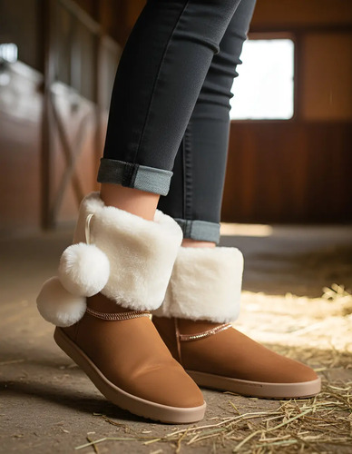 Bota Corta De Invierno Para Mujer Cómoda Peluche Cálidad