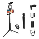 Kit Vlogging Tripode Selfie Luz Led Control Remoto Sporte