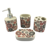 Set Juego De Baño Dispenser Jabonera Vaso Y Porta Cepillo