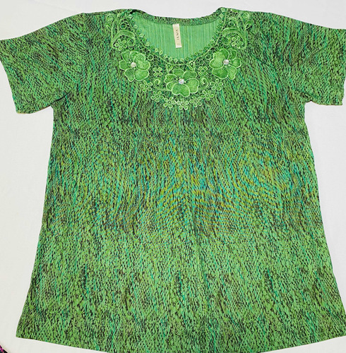 Blusa Verde Bordada Xxl