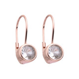 Aros Colgantes Plata 925 Rose Con Piedra Cristal 7 Mm 