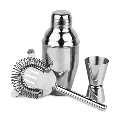 Set Kit Cocteleria Bartender Barman Coctelera Profesional 3p