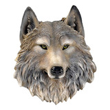 Cabeza De Animal Resina-madera Escultura 20x10x22.5cm Lobo
