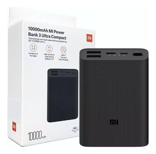 Power Bank Xioami 3 Ultra Compact 10000mah Portatil Cor Preto